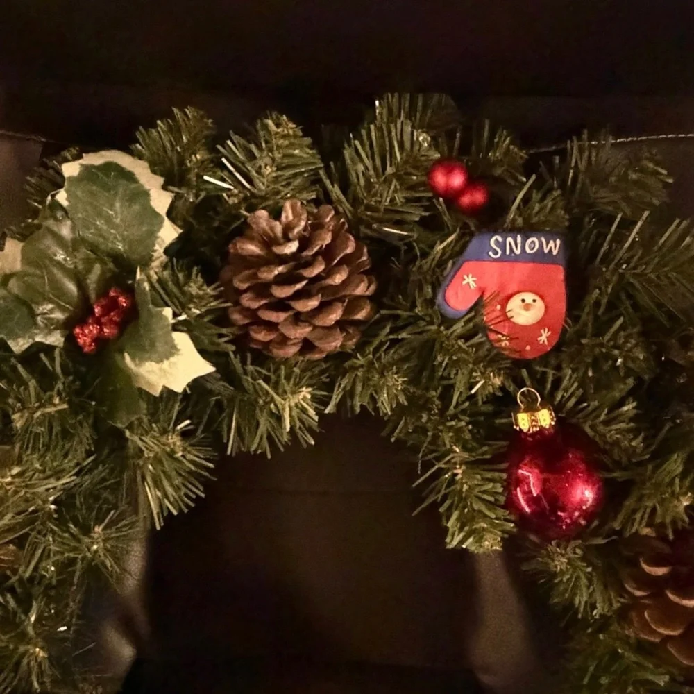 Festive Holiday Wreath with Lights and Ornaments